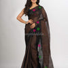 Black Handwoven Cotton Blend Jamdani handloom Saree