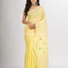 Yellow Red Handwoven Cotton Jamdani handloom Saree