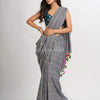 Gray Handwoven Cotton Jamdani handloom Saree