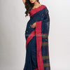 Navy Blue Handwoven Cotton Jamdani handloom Saree