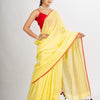 Yellow Handwoven Cotton Stipe handloom Saree