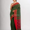 Battle Green Handwoven Cotton Jamdani handloom Saree