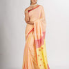 Pink yellow Stipe Handwoven Cotton Jamdani handloom Saree