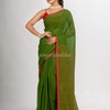 Pasta Green Handwoven Cotton Stipe handloom Saree