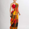 Black Red And Yellow Multi Colour Check handloom Saree
