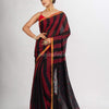 Black And Red Stipe Handwoven Cotton Jamdani handloom Saree