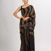 Brown And Black Stipe Handwoven Cotton handloom Saree