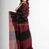 Black all body red strip moklin red border handwoven maslight saree