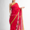 Red Green all body buti with buti in green border handwoven cotton saree