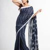 Nevy Blue all body small fish design with fish design pallu in solid border handwoven cotton saree