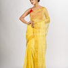 Yellow Silk Cotton Pocket Chumki Jamdani handloom saree