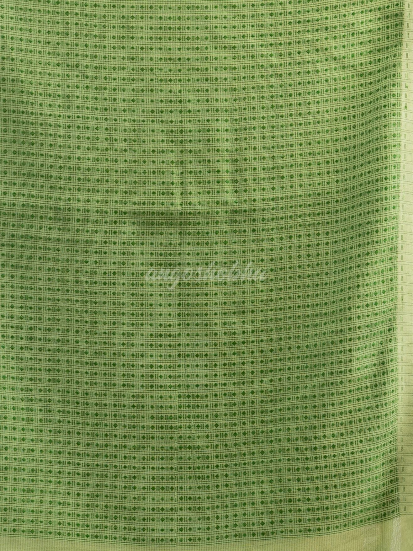 Light Green resham cotton kota check all over Buti jacquqrd Pallu handwoven saree