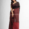 Black tissue linen multi colour pallu handwoven saree