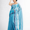 Sky blue tissue cotton solit half inch border saree