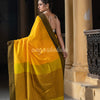 Yellow Cotton Solid Border With Jacquard Pallu Handloom Saree