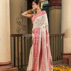 White Cotton All Body Buti Red Jacquard Border with Pallu Handloom Saree