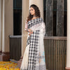 White Cotton All Body Buti with Pallu Multi Color Border Jamdani Saree