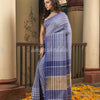 Blue White Cotton Handwoven Saree