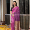 Pink Cotton All Body Stripe With Golden Zari Pallu Handloom Saree