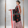 Black Blend Silk Linen All Body Motive With Red White Border Jacquard saree