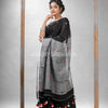 Black Linen All Body Buti With Pallu Grey Handloom saree