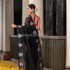 Black Linen White Handwoven Saree online low price