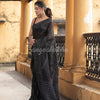 Black Linen Sequin Work Handwoven Saree