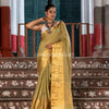 Moss Green Linen Traditional Handloom Saree