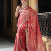 Dark Gajari Linen All Body Check Handloom Saree