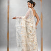 Traditional White Matka Silk Sequin Soft Jamdani Saree