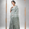 Traditional Sage Green Matka Silk Sequin Soft Jamdani Saree