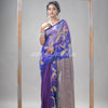 Royal Blue Silk Matka All Body Motive With Pallu Stripe Jamdani Saree