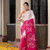 White & Rani Silk Matka Solid Body Handwoven Jamdani Saree