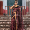 Red & Black All Body Check Tissue Linen Handloom Saree