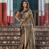 Gold & Silver All Body Check Tissue Linen Handloom Saree
