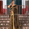 Gold & Black All Body Check Tissue Linen Handloom Saree