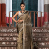 Silver & Gold All Body Check Tissue Linen Handloom Saree