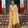 Gold & Silver Tissue Linen All Body Stripe with Black Pallu Handwoven Saree