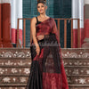 Black & Red Tissue Linen Multi Color Pallu Handwoven Saree