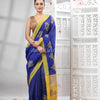 Blue Cotton Blend All Body Motive With Yellow Pallu Handloom Saree