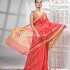 Peach Cotton Blend All Body Motive With Beige Pallu Handloom Saree