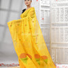 Yellow Cotton Blend All Body Motive Design Pallu Handloom Saree