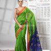 Green Cotton Blend All Body Motive With Blue Pallu Handloom Saree