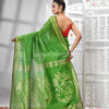 Green Cotton Blend Solid Body Design Pallu Handloom Saree