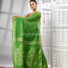 Green Cotton Blend Solid Body Design Pallu Handloom Saree