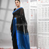 Black Cotton Blend Solid Body Blue Pallu Handloom Saree