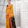 Yellow Cotton Blend All Body Motive With Black Pallu Handloom Saree