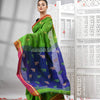 Green Cotton Blend All Body Motive With Blue Pallu Handloom Saree