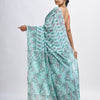 Sky blue cotton birds Printed Saree- angoshobha