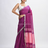 Dark magenta Cotton with zari pallu and zari border handloom Saree